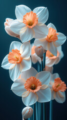 Fototapeta premium Bright daffodil flowers with fresh white and yellow hues, artistic phone wallpaper