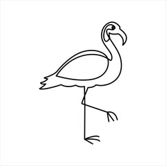 Flamingo bird continuous one line drawing of minimalist outline vector design