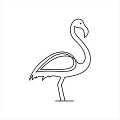 Flamingo bird continuous one line drawing of minimalist outline vector design