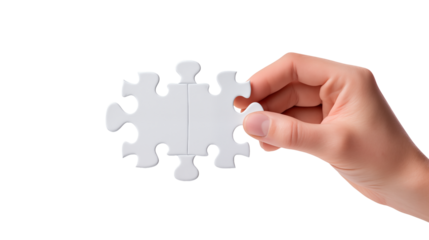 Connecting White Puzzle Pieces Teamwork Concept Image isolated on transparent background