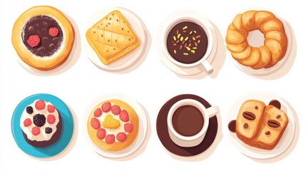 Beautifully Arranged Pastries on a Cozy Cafe Table