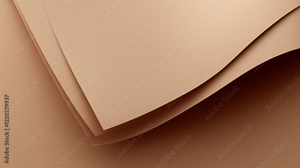 Poster minimalist close-up of textured brown paper with three-dimensional wavy folds. warm earthy tones and