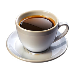 Obraz premium Dark Roast Coffee in Elegant White Cup Saucer Hot Cafe Warm Cozy Home 