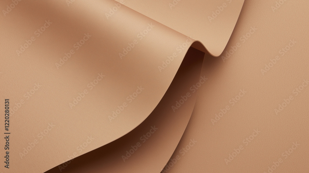 Poster minimalist close-up of textured brown paper with three-dimensional wavy folds. warm earthy tones and
