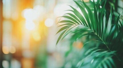 Obraz premium Guests enjoy a relaxing atmosphere in a cafe adorned with plants and gentle sunlight filtering through the windows