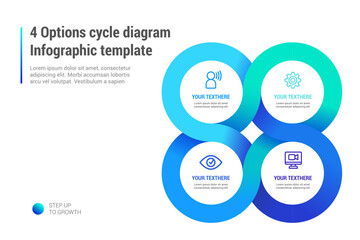 4 Options cycle diagram Infographic template, 
connected union concept slide presentation 