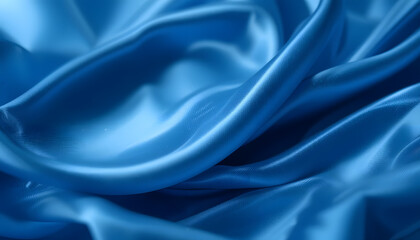 Obraz premium Luxurious Blue Satin Silk Texture in 4K Resolution, Featuring Soft Flowing Waves for Fashion, Interior, and High-End Design Projects.