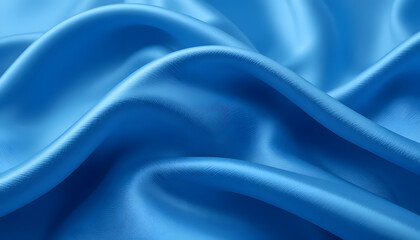 Obraz premium Luxurious Blue Satin Silk Texture in 4K Resolution, Featuring Soft Flowing Waves for Fashion, Interior, and High-End Design Projects.