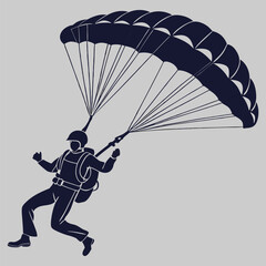 a person parachuting in the sky silhouette vector design art and illustration