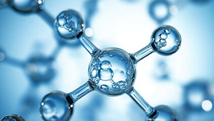 Abstract Chemical Structure with Molecules and Water Drops
