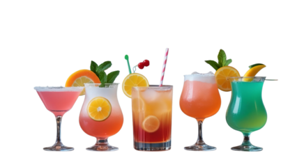 kawail anthropomorphic cocktails, transparent background