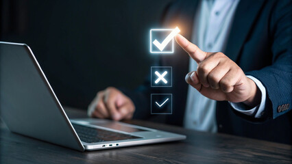 Fototapeta premium Ai generate business decision-making process office environment digital interaction professional viewpoint