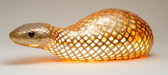 Fototapeta premium Glowing serpent sculpture with intricate lattice design