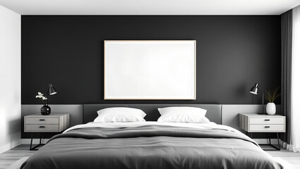 Modern Living Room with Sleek Furniture, Neutral Tones, and Warm Lighting Featuring ISO A Paper Size Poster Frame