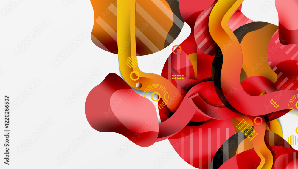 Poster abstract background - lines circles and liquid shapes