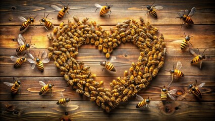 Cute bee illustrations and designs featuring heart-shaped bees, ideal for nature-themed projects.