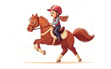 Girl riding horse, outdoor equestrian fun, active lifestyle