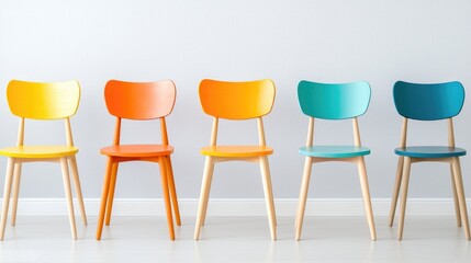 Colorful Chairs Against Minimalist Background