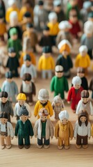 Obraz premium Diverse Wooden Figurines Global Unity Culture Ethnicity
