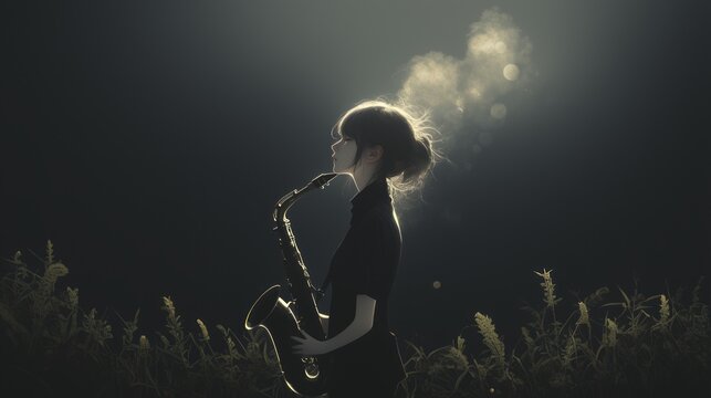 Captivating Silhouette of a Saxophonist Embracing the Night in Melodic Harmony