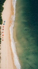 Aerial View  Tropical Beach  Sunshades  Ocean  Turquoise Water  Summer Vacation