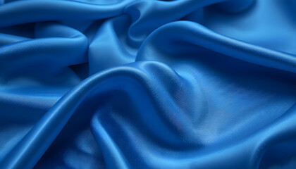 Obraz premium Luxurious Blue Satin Silk Texture in 4K Resolution, Featuring Soft Flowing Waves for Fashion, Interior, and High-End Design Projects.