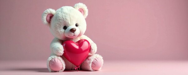A cute teddy bear holding a heart, symbolizing love and affection.