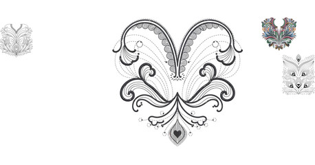 line ambrotes work. Intricate Black and White Peacock Feather Mandala Design, Ornate Floral Vector Illustration