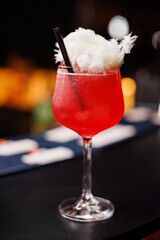 red coctail with cotton candy