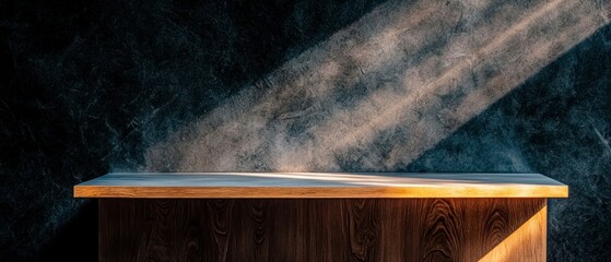 Empty Wooden Tabletop Mockup  Dark Background  Product Display  Minimalist Studio