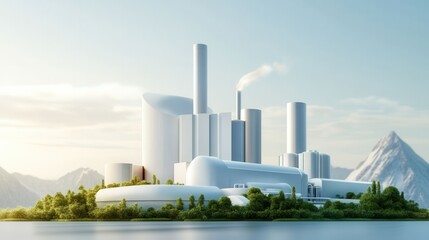 Futuristic Energy Plant Harnessing Clean Waste to Generate Power