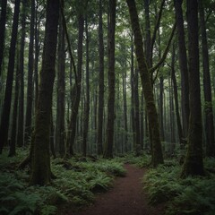 Obraz premium What emotions do you feel as you walk through a forest filled with centuries-old trees?