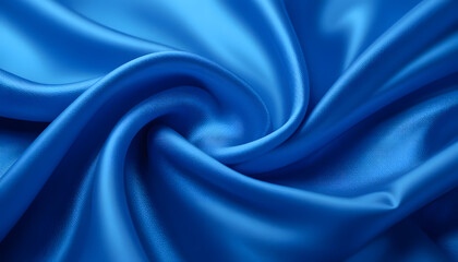 Obraz premium High-Resolution 4K Image of Blue Silk Satin Fabric with Gentle Waves, Perfect for Backgrounds, Branding, and Elegant Design Needs.