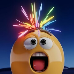 Naklejka premium Surprised emoji face exploded with 3d rendering