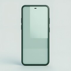Modern smartphone with a dark green case and a light green screen.  Perfect for app showcases or technology related designs. Clean and minimalist aesthetic.