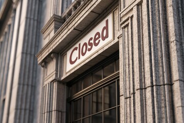 A close-up view of a building entrance featuring a prominent "Closed" sign, emphasizing unavailability and lack of access.