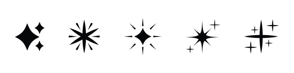 starburst icon with sparkles. simple shining star symbol. vector illustration on transparent background.