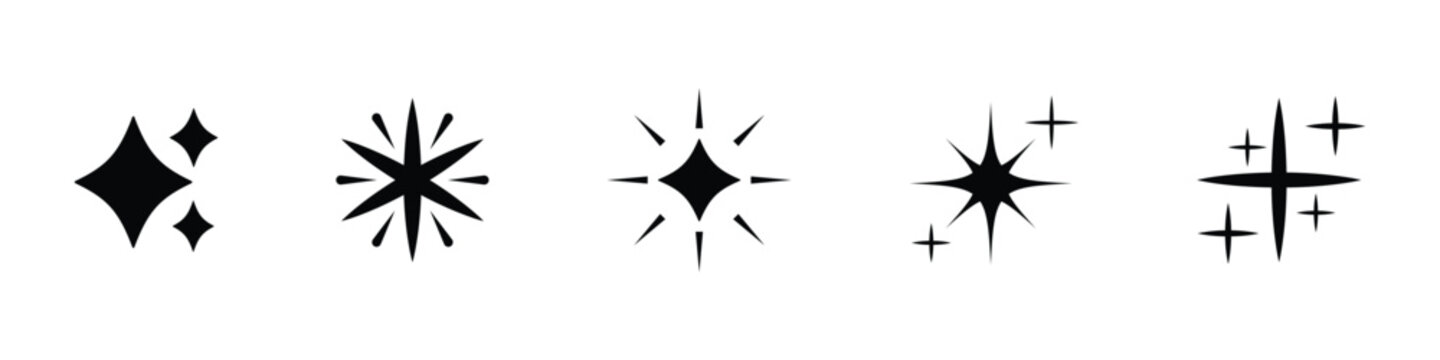 starburst icon with sparkles. simple shining star symbol. vector illustration on transparent background.