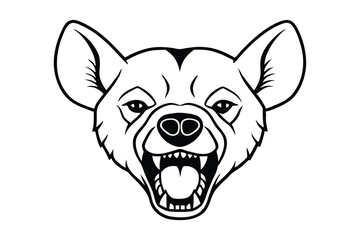 Line art illustration of a hyena face screaming.eps