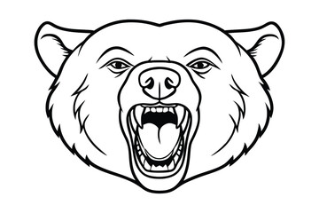 Line art illustration of a bear face screaming.eps