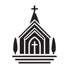 Obraz premium Simple black and white illustration of a church building.