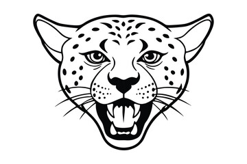 Line art illustration of a cheetah face screaming.eps