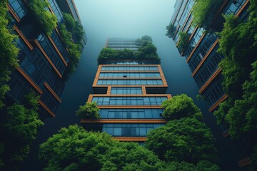 Sustainable Building Lush Vertical Gardens on Modern Facade