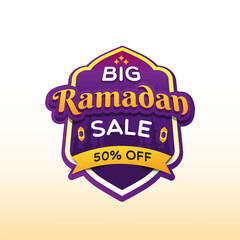 Ramadan big sale special discount up to 50% tag label illustration template design
