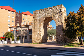 Bejanque Gate, remains of the old medieval wall that surrounded the city of Guadalajara, Spain.