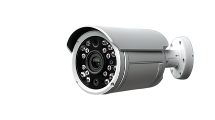 White security CCTV camera, isolated on white background.