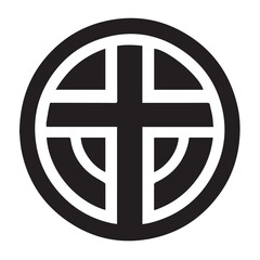 Fototapeta premium Simple black and white illustration of a church building.