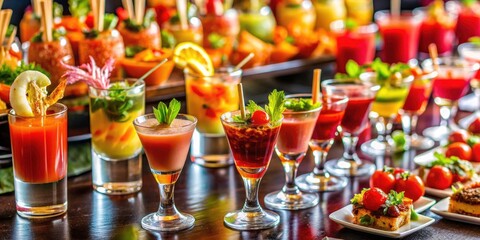 Upscale catering: stunning cocktails, delicious mocktails, and refined shrimp appetizers.