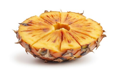 Freshly sliced pineapple on white background