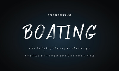 Lettering font isolated on black background. Texture alphabet in street art and graffiti style. Grunge and dirty effect. Vector brush letters.